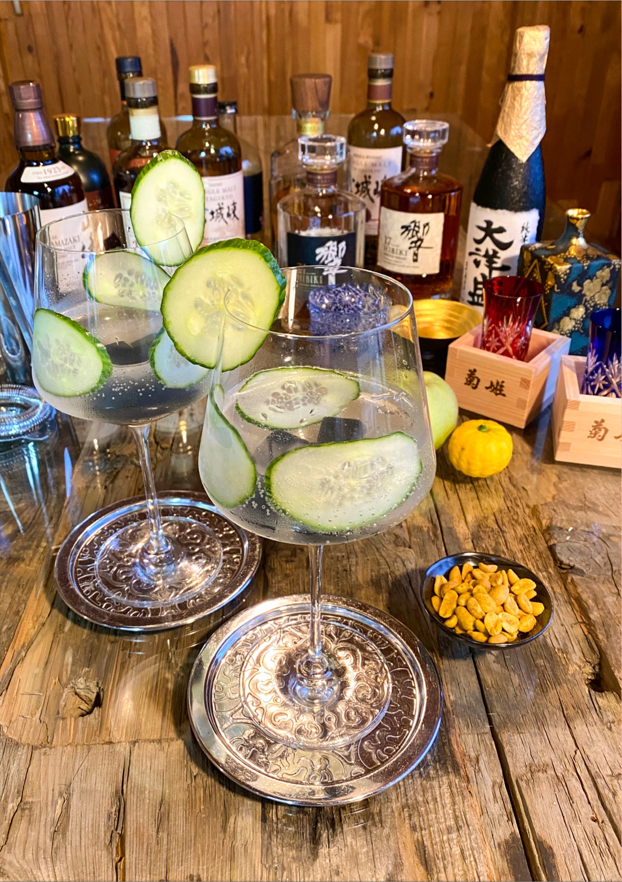 Cocktail gin concombre sirop pomme yuzu - Les Ateliers du Japon
